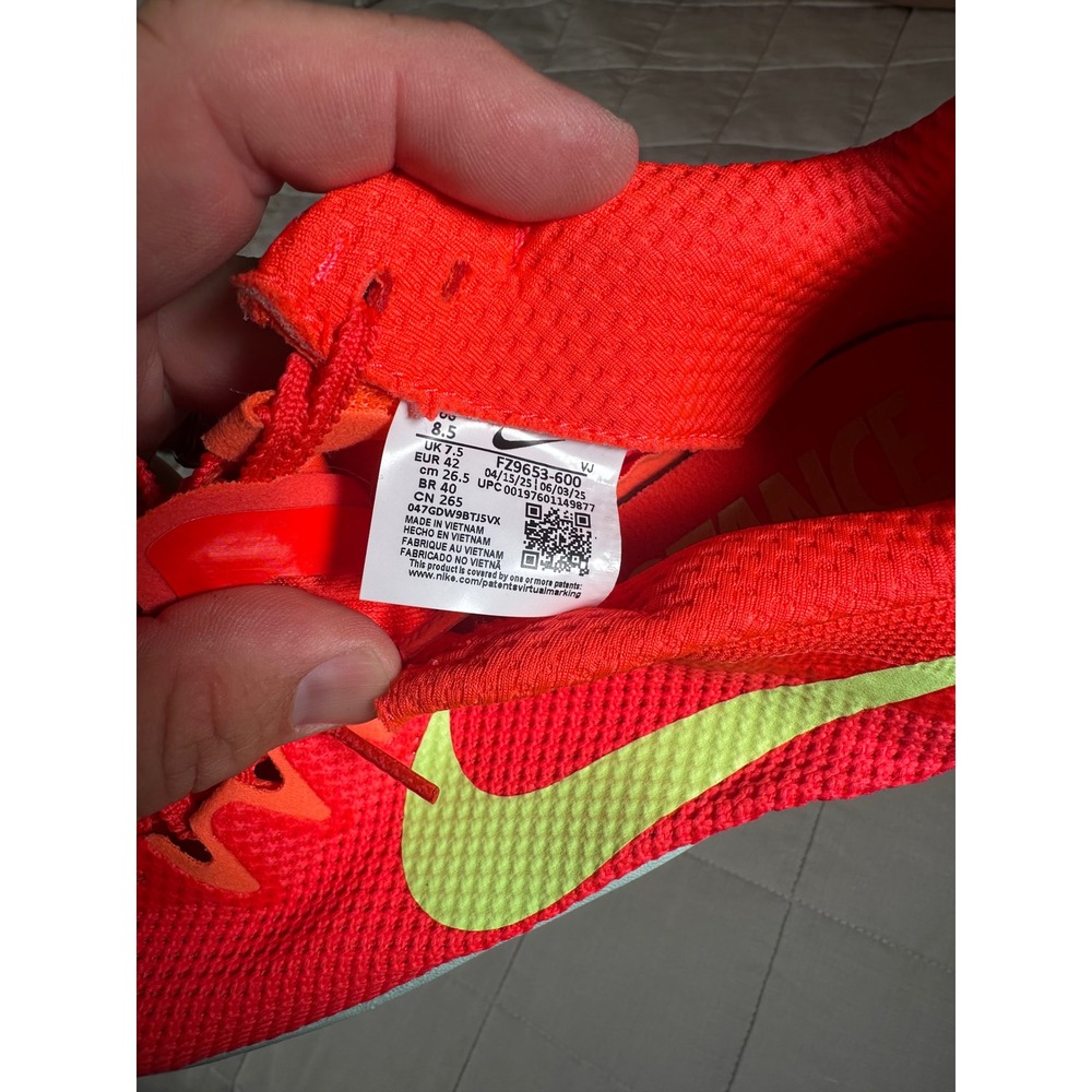 Nike Zoom Rival Distance Track Spikes Men 8.5 Red FZ9653-600 Excellent Condition - Picture 7 of 8